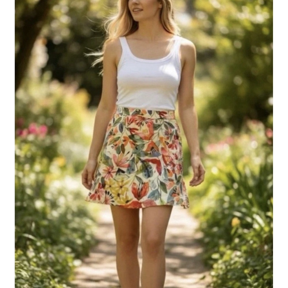 RipSkirt Hawaii XL Length 2 Wrap Mini Skirt Wildflower Watercolor Cover Up